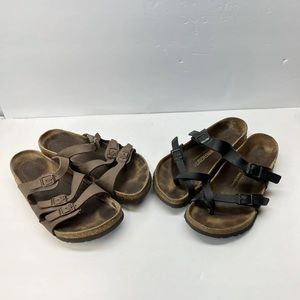 LOWEST PRICE! 2 pairs Birkenstock Women's Leather Slip On Sandals Sz 38 (US 7.5)